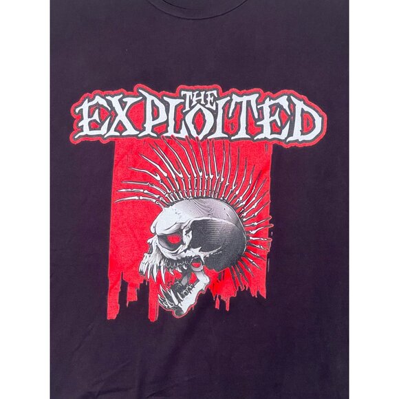 Exploited Band Graphic Black T-Shirt Punk Rock Skull Design 2XL Cotton Mens Tee - Picture 2 of 5